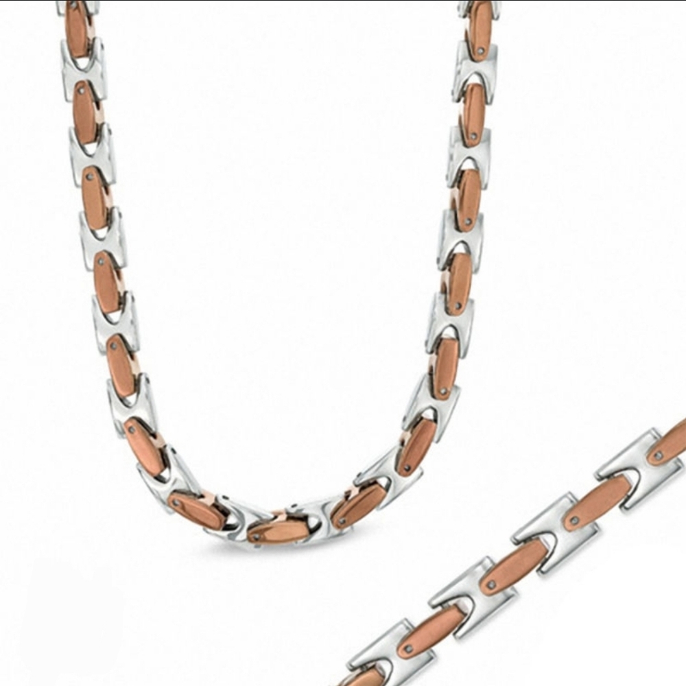 ***BRAND NEW*** SHAQUILLE O'NEAL TWO TONE NECKLACE AND BRACELET - Picture 2 of 6